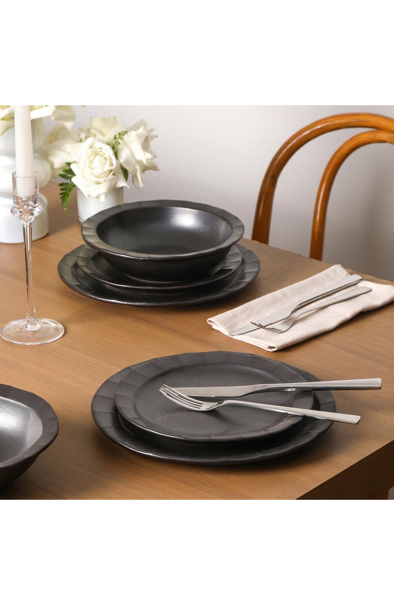 Stone Lain Oasis Stoneware 12-Piece Dinnerware Set, Alternate, color, Black