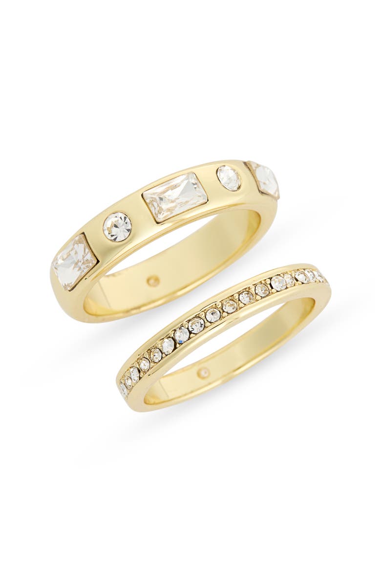 Pack of 2 Cubic Zirconia Stacking Rings, Main, color, CLEAR/ GOLD