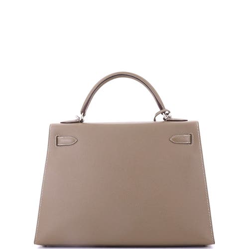 Pre-owned Hermes  Hermes Kelly Handbag Grey Epsom With Palladium Hardware 32 In Brown