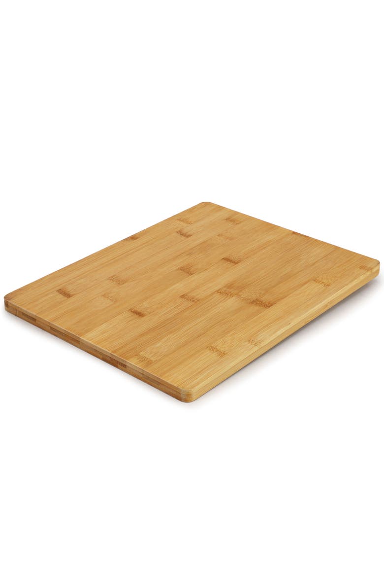 Wood Charcuterie and Cheese Board with Knife Stand Attachment and 4 Piece Knife Set, Alternate, color, Bamboo