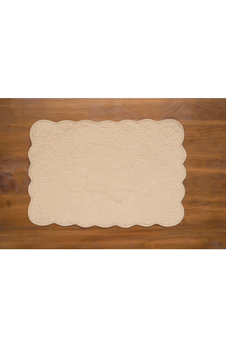C&F Home Christiana Khaki Reversible Machine Washable Scallop Quilt Placemats Set of 6, Alternate, color, Beige