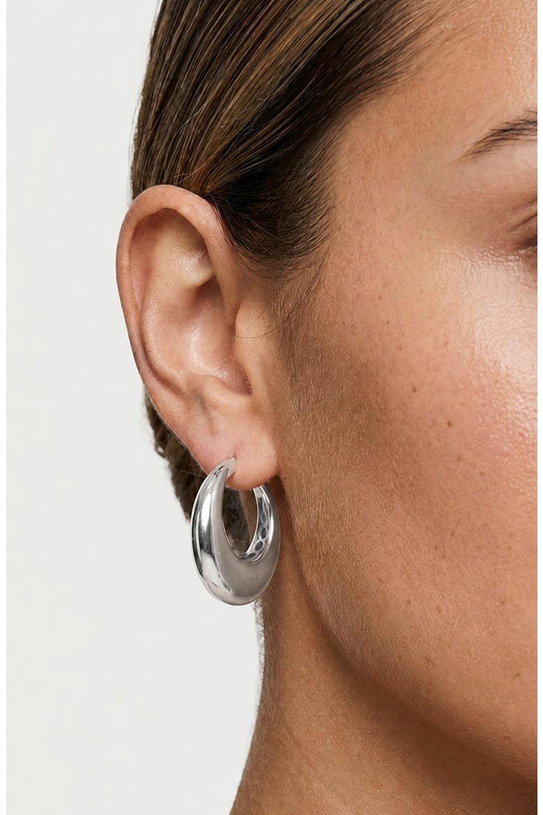 Chunky Openwork Hoop Earrings, Alternate, color, SILVER