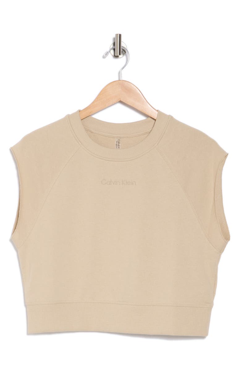 CALVIN KLEIN PERFORMANCE Embroidered French Terry Crop Sweater Tank, Main, color, 