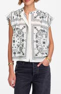 Madewell Embroidered Bandana Flutter Sleeve Top