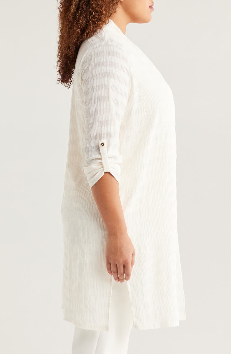 Anne Klein Sheer Stripe Open Front Longline Cardigan, Alternate, color,