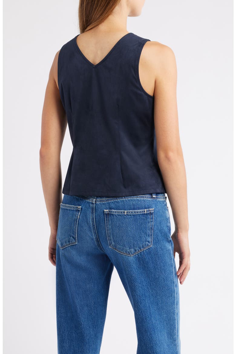 Pleated Hourglass Sleeveless Faux Suede Top, Alternate, color, MIDNIGHT