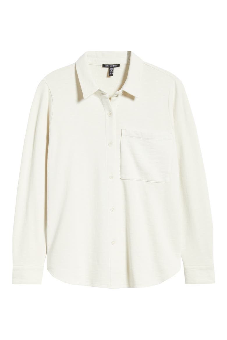 Classic Collar Organic Cotton French Terry Button-Up Shirt, Alternate, color, BONE
