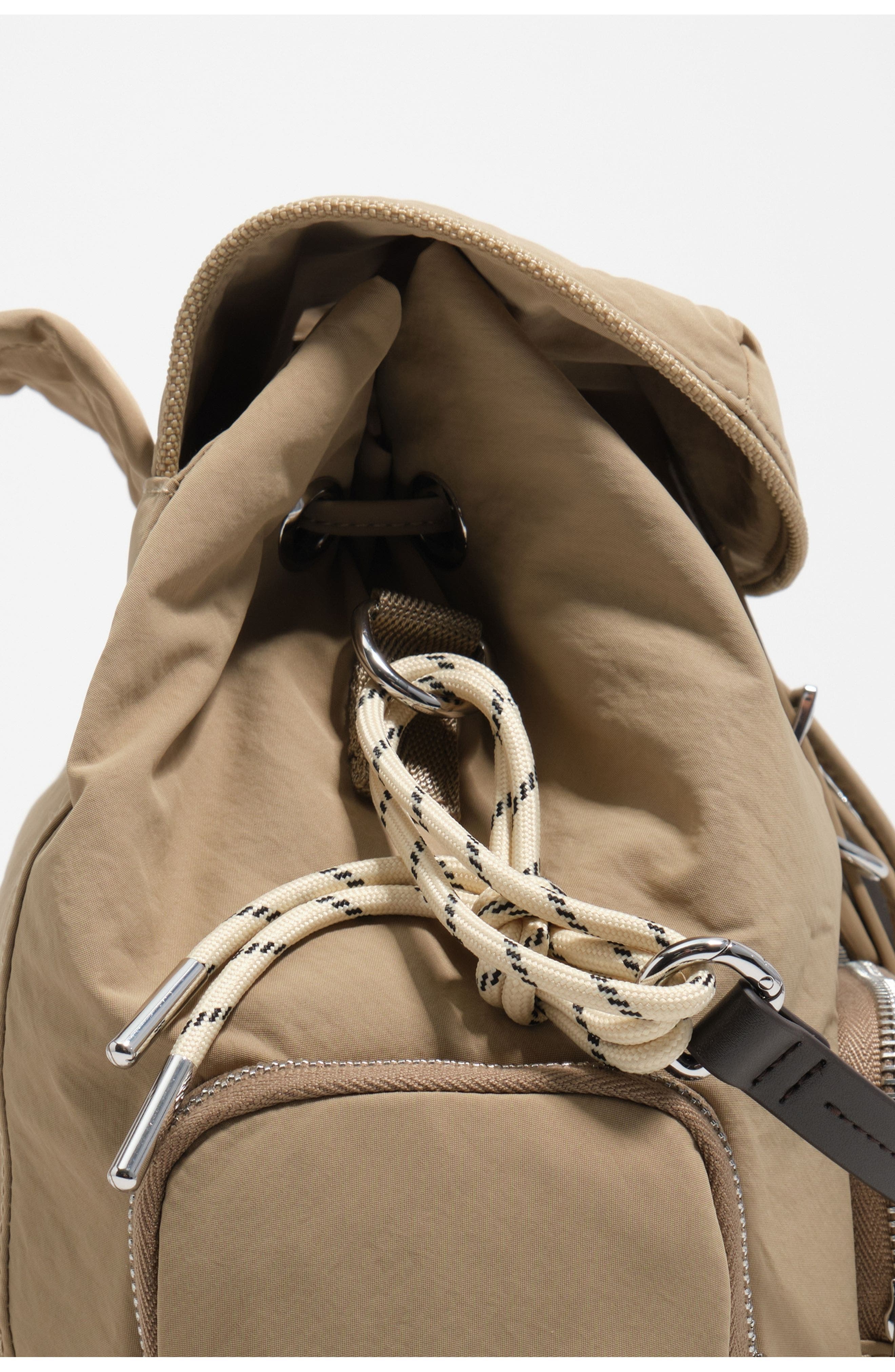 Nylon Multi-Pocket Backpack, Alternate, color, NOUGAT