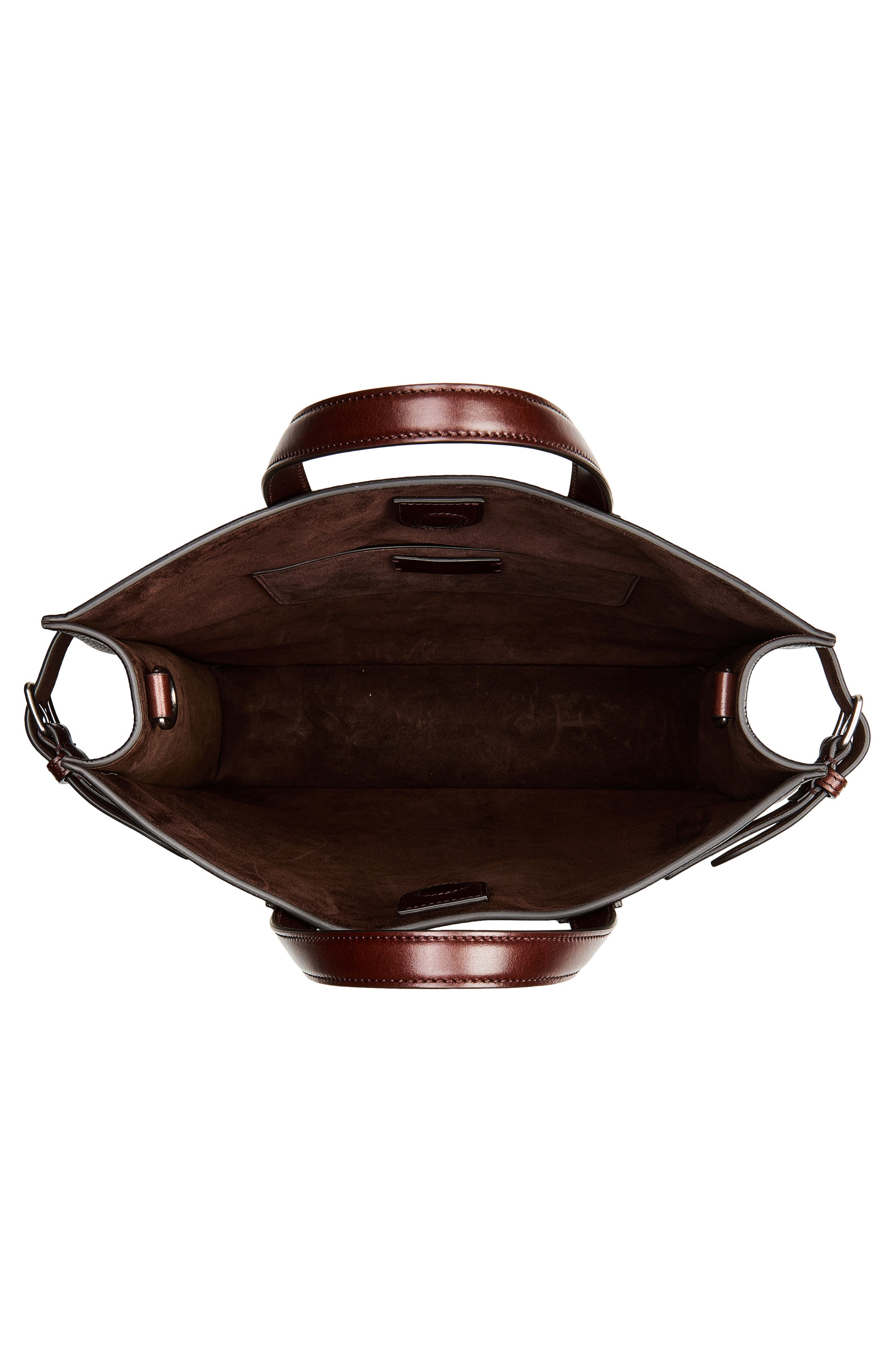 Antibes North/South Grained Leather Tote, Alternate, color, DARK BROWN