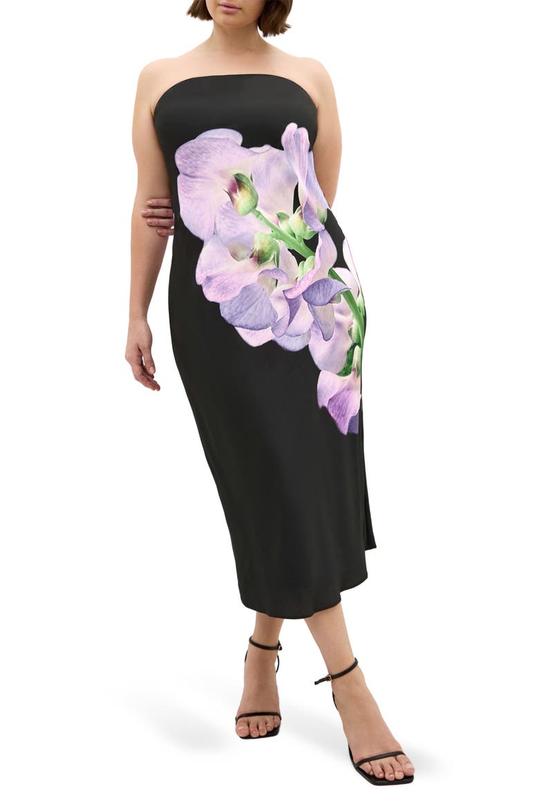 Amari Floral Strapless Maxi Dress, Main, color, LILAC ORCHID