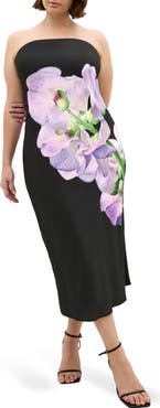 City Chic Amari Floral Strapless Maxi Dress