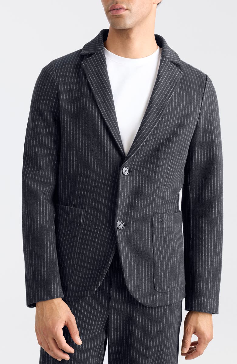 Mackage Wells Pinstripe Jacket with Removable Hooded Bib, Alternate, color, Navy-Cream