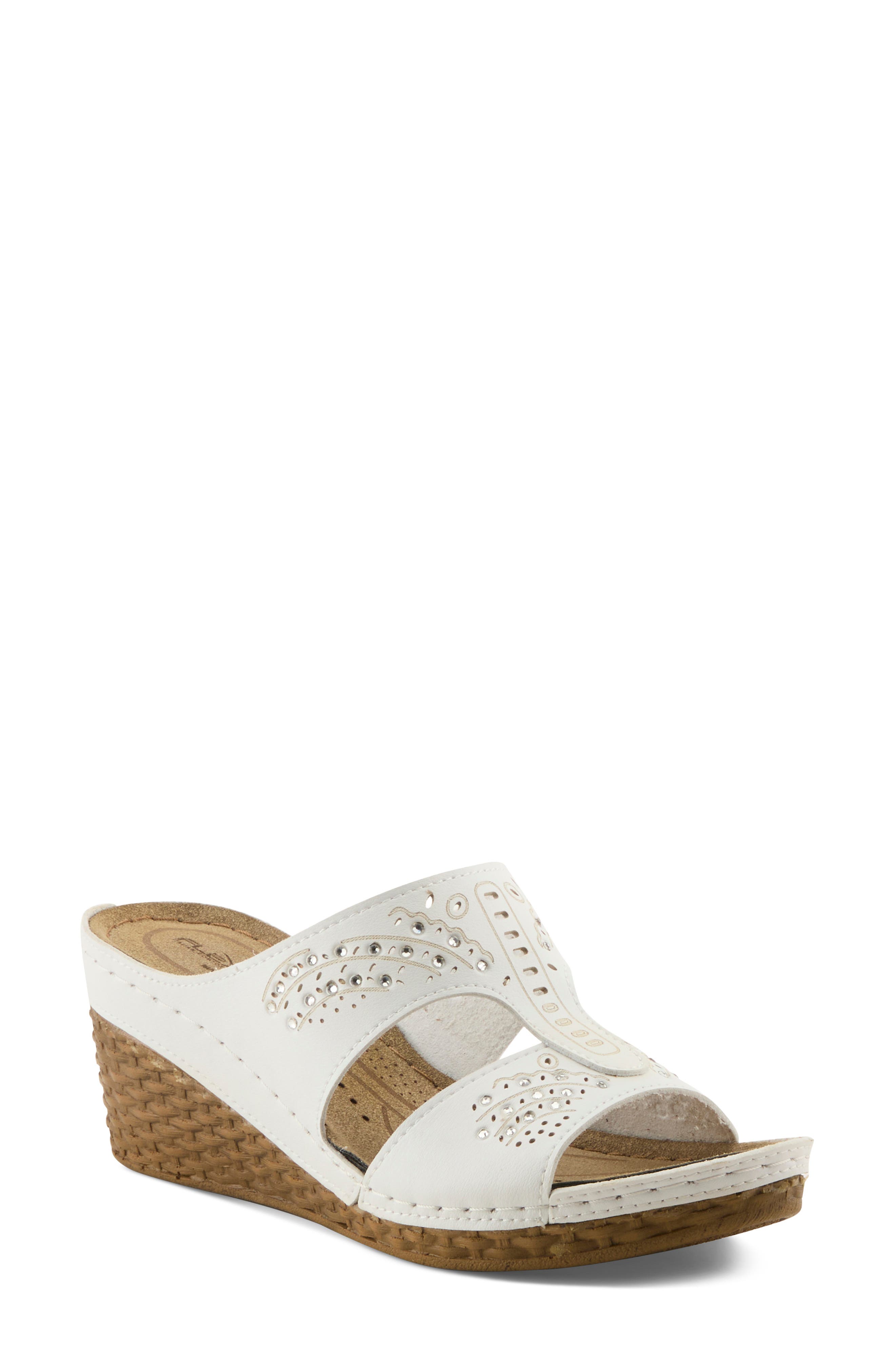 Wedge Sandal, Main, color, WHITE