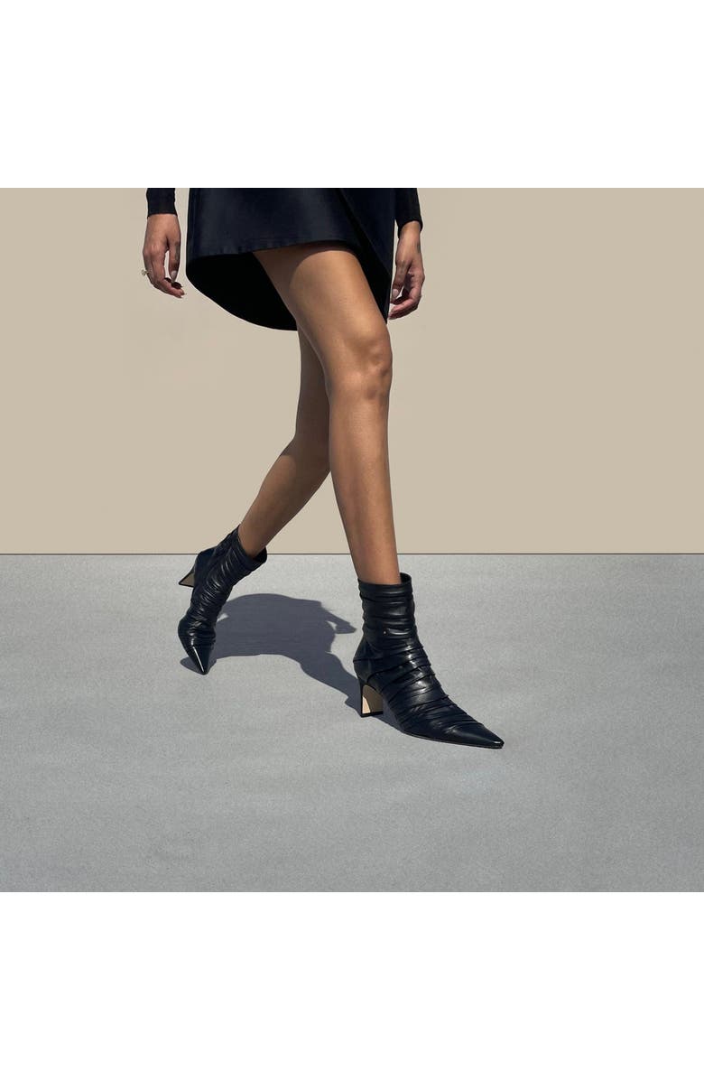Neil J. Rodgers Plisse Ankle Boot, Alternate, color, Black Nappa