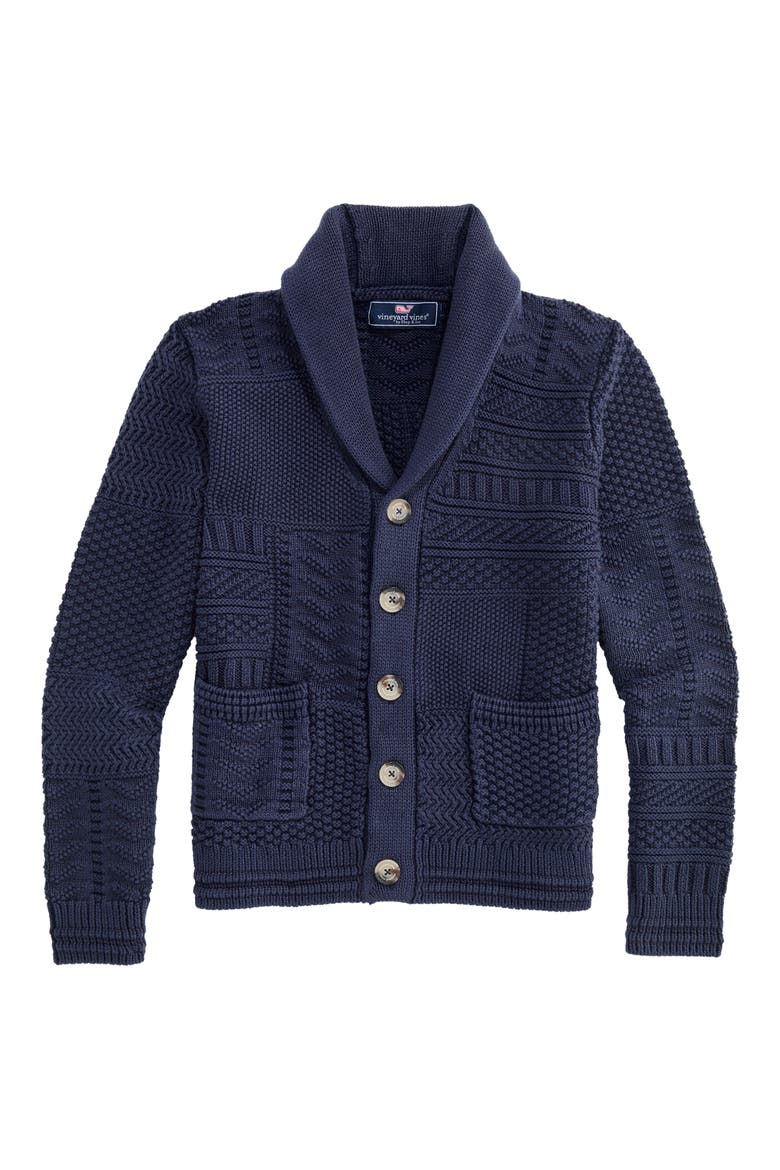 Kids' USA Patchwork Shawl Collar Cotton Cardigan, Main, color, NAUTICAL NAVY