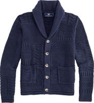 vineyard vines Kids' USA Patchwork Shawl Collar Cotton Cardigan