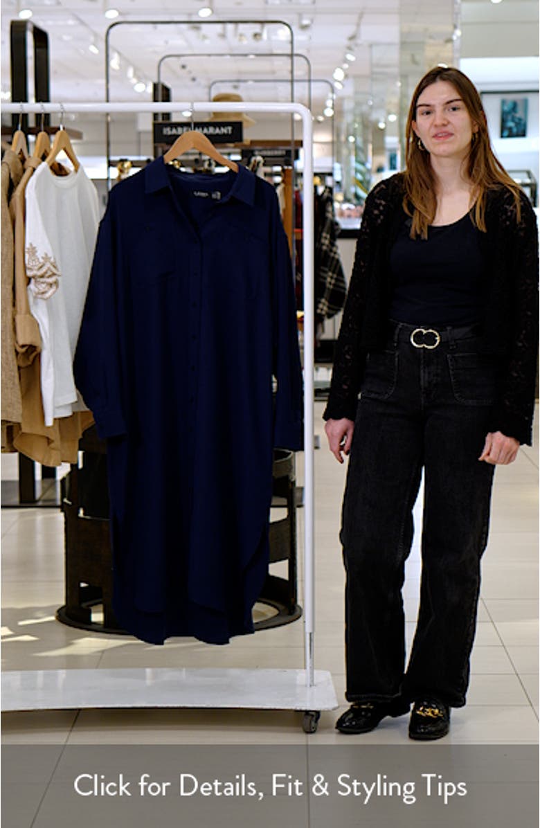 Long Sleeve Double Faced Georgette Shirtdress, sales video thumbnail