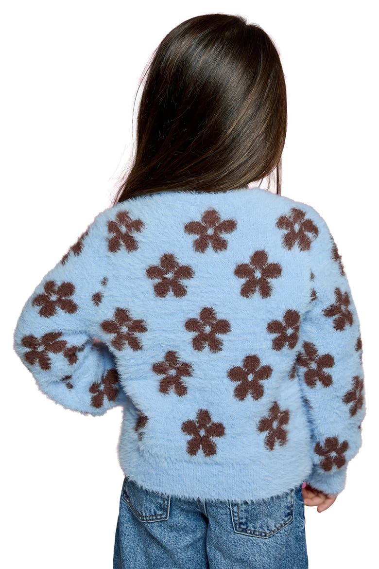 Kids' Floral Fuzzy Sweater, Alternate, color, BLUE TWIST COMBO