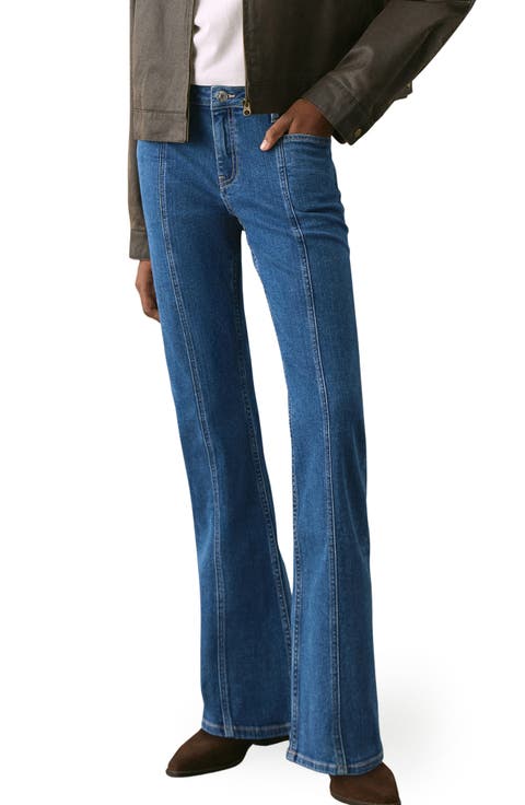 Star Pocket Mid Rise Flare Jeans