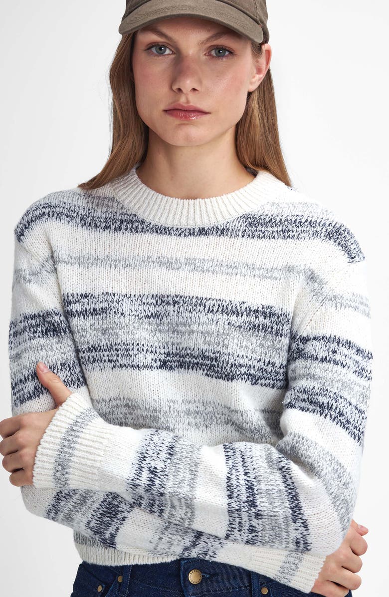 Barbour Anya Wool Blend Sweater, Alternate, color, White/ Blue Multi