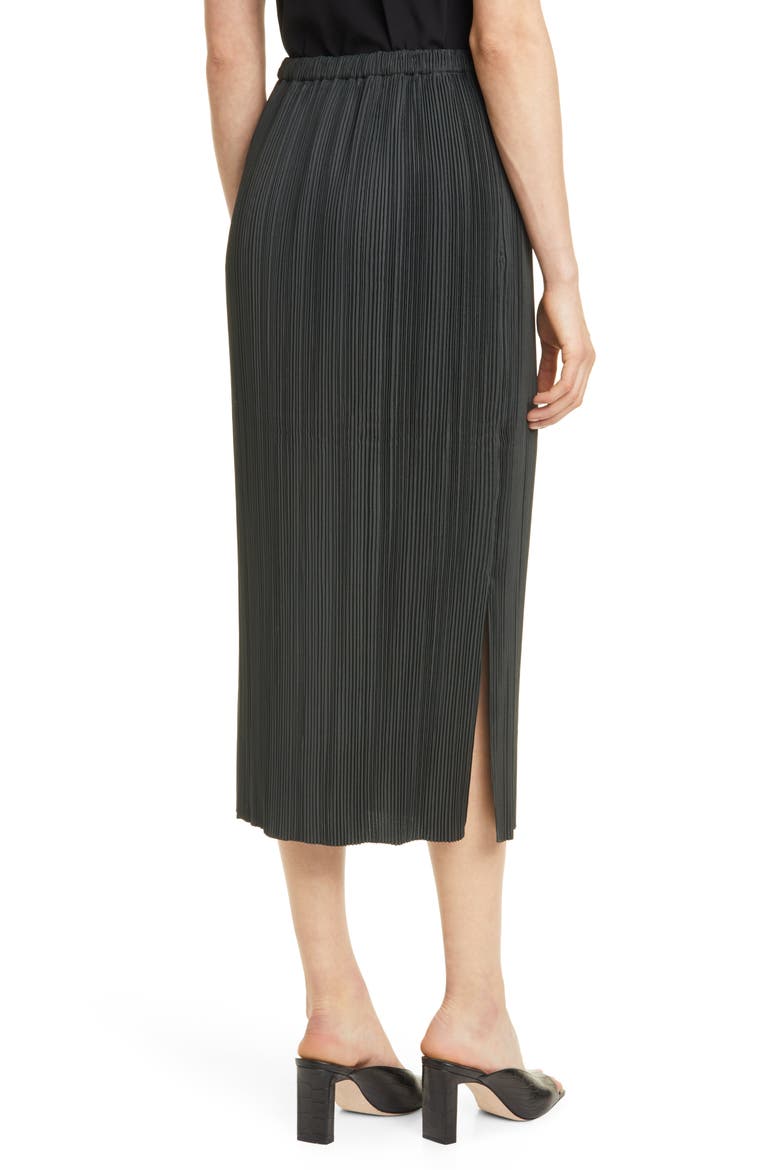 Plissé Midi Skirt, Alternate, color, DARK OLIVE