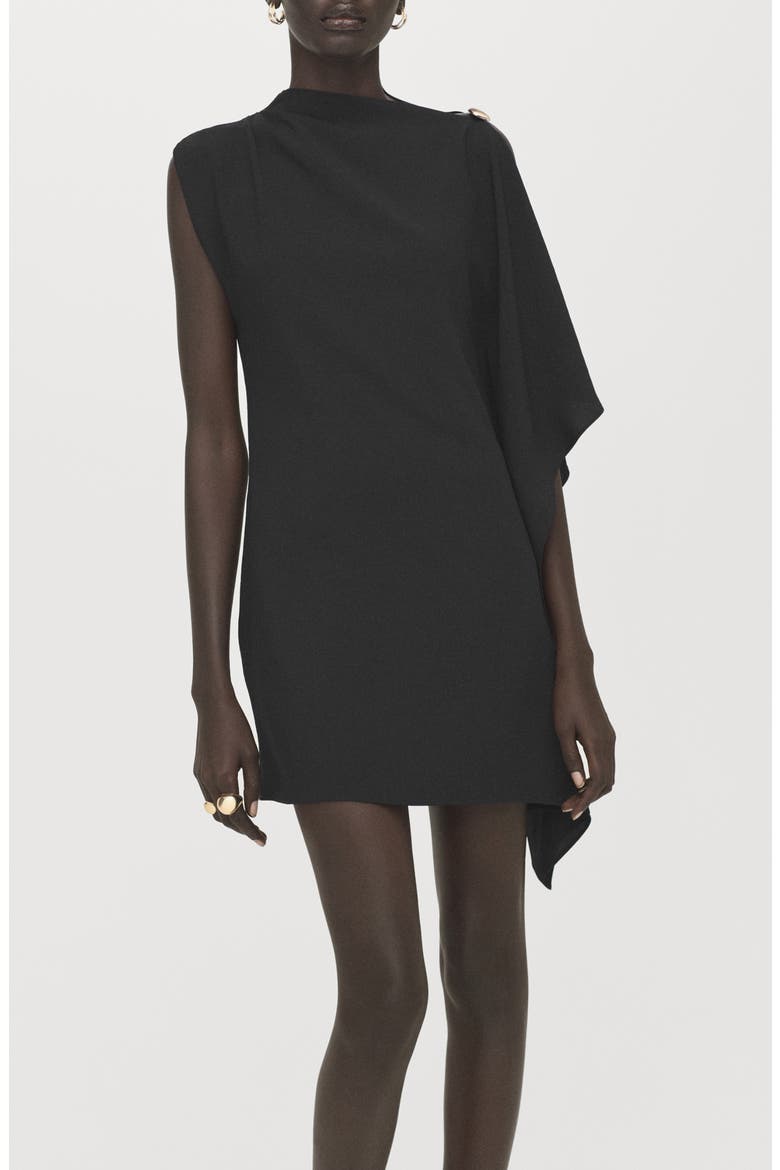 Asymmetric Minidress, Alternate, color, BLACK
