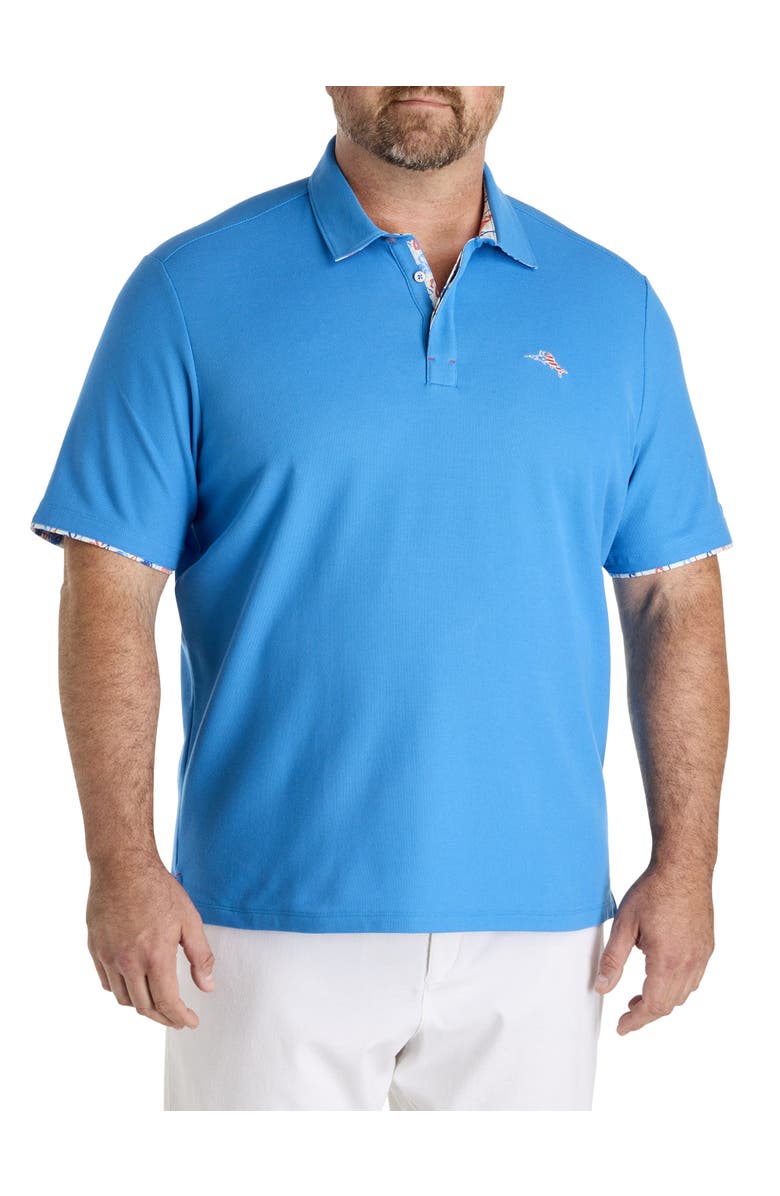 Tommy Bahama Big & Tall Flamingo Mingle Five O'Clock IslandZone<sup>®</sup> Polo Shirt, Main, color, Download Blue