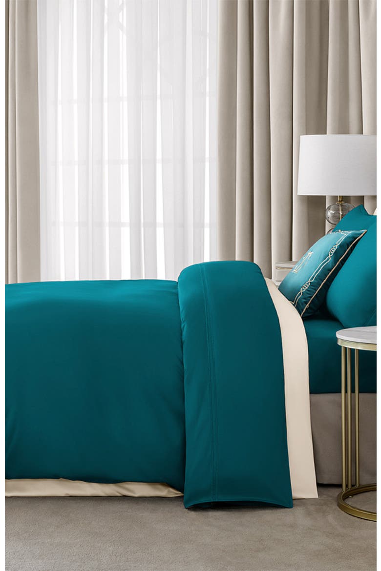 Rhapsody Fitted Sheet, Alternate, color, Blue-Green