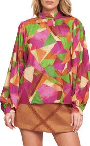 FLYING TOMATO Long Sleeve Woven Top