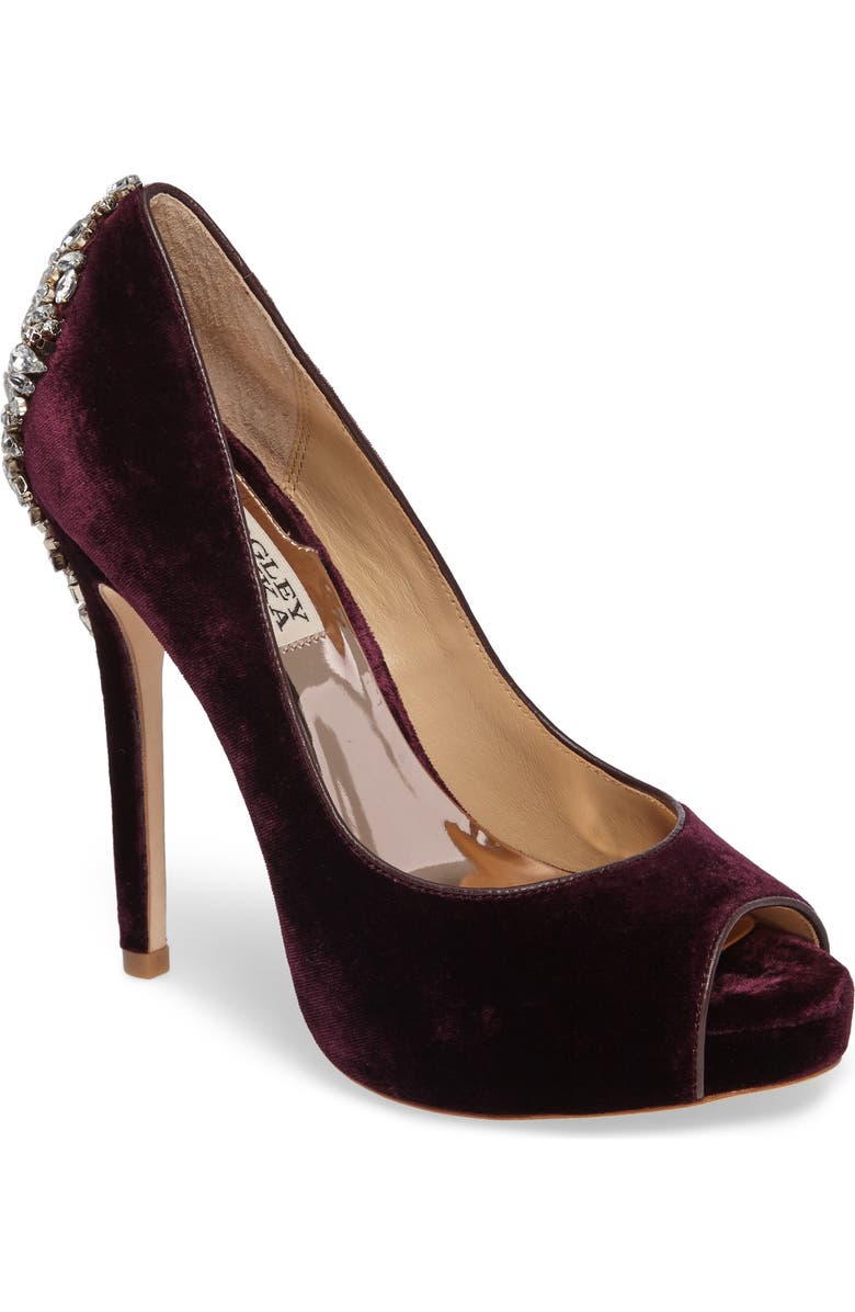 Badgley Mischka Collection Kiara Crystal Back Open Toe Pump, Main, color,