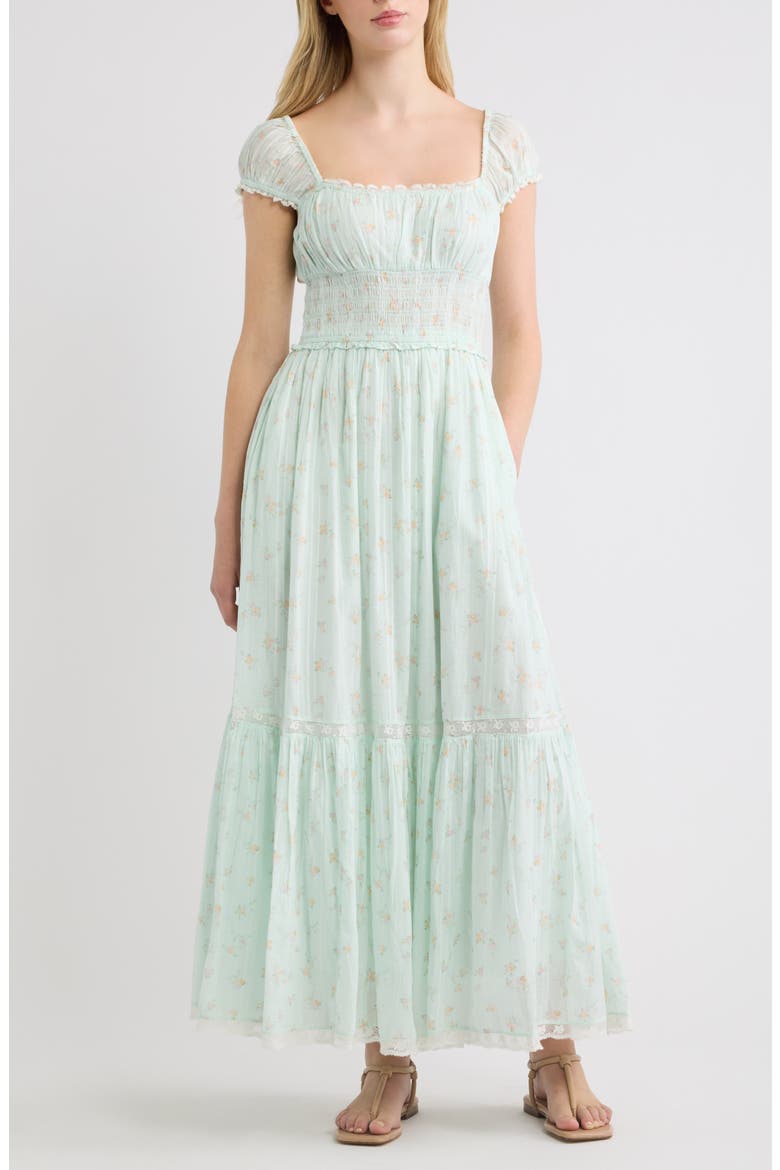 Lyssara Smocked Waist Maxi Dress, Main, color, CELADON DRIFT