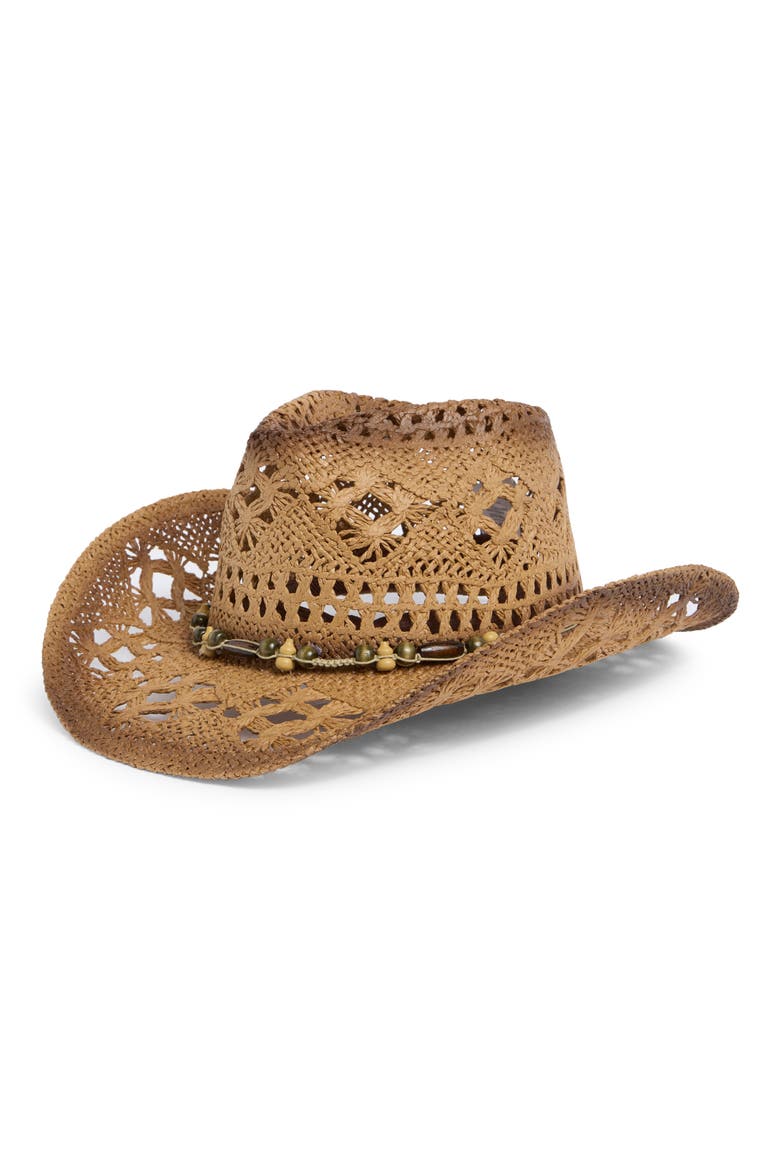 Faded Straw Cowboy Hat, Main, color, BROWN
