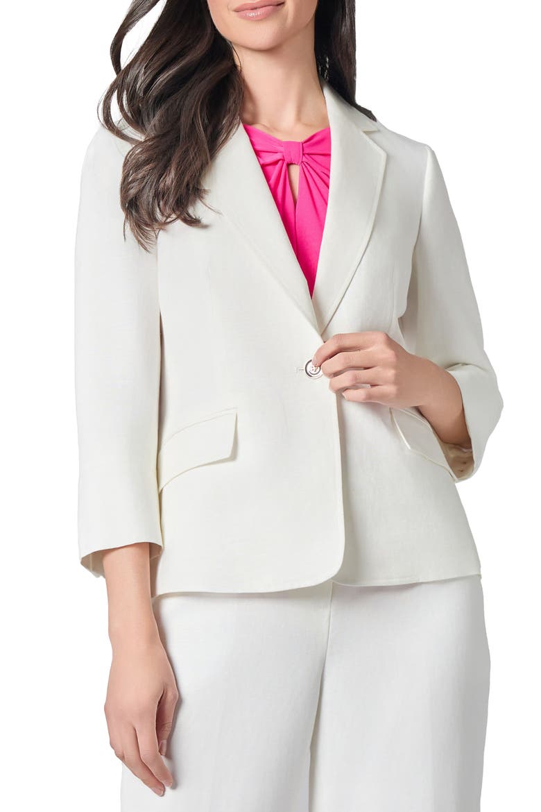 Linen Blend One-Button Blazer, Main, color, LILY WHITE