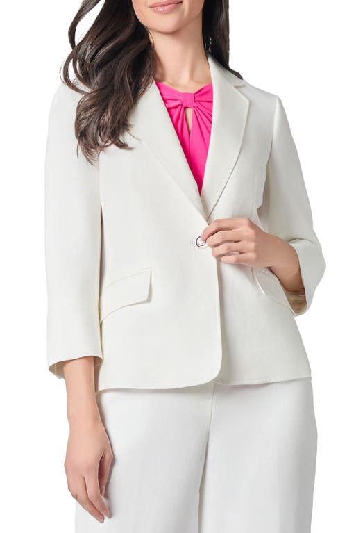 Kasper One Button Linen Blend Blazer In Lily White