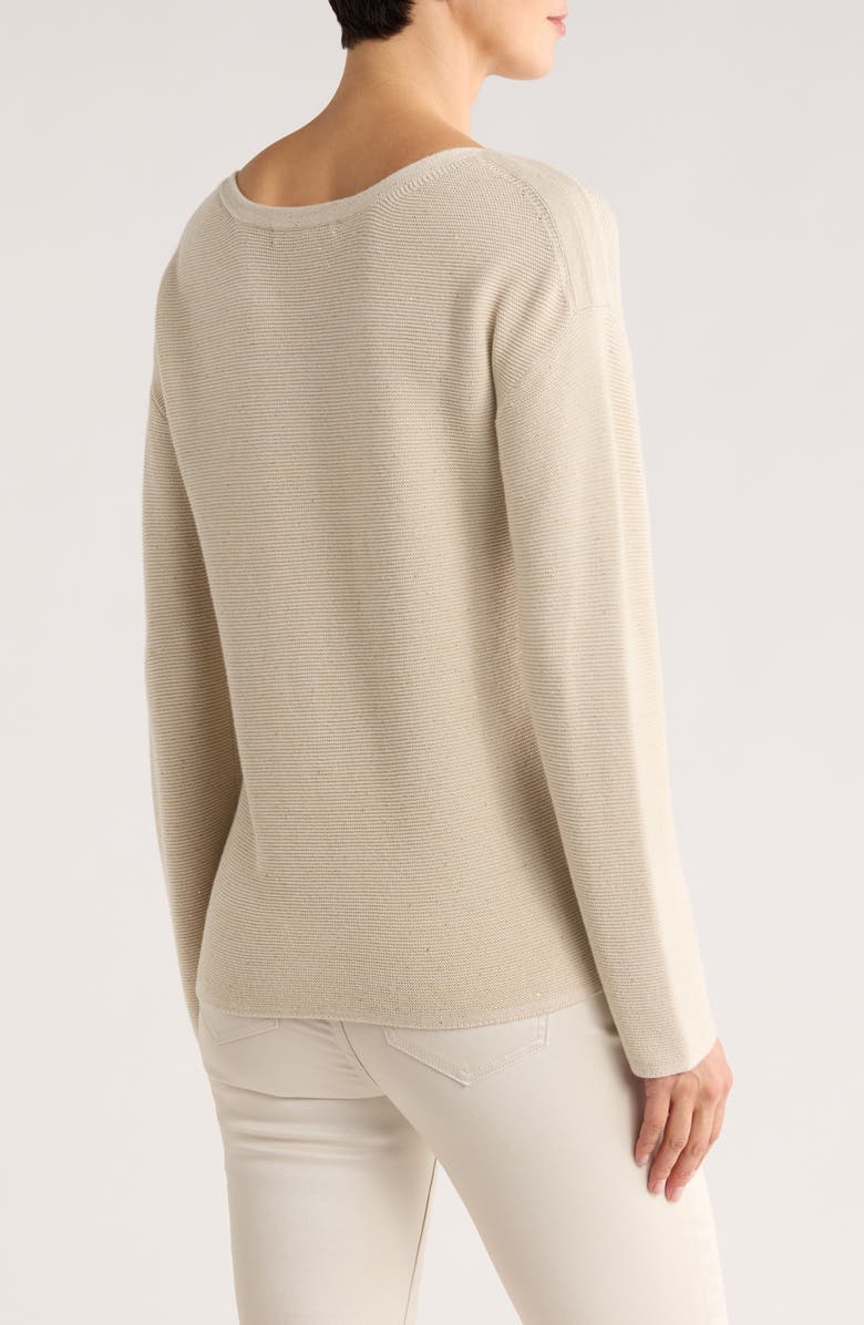 Tommy Bahama Crystal Sands Sequin Relaxed Fit Cotton Blend Sweater, Alternate, color, Seedpearl