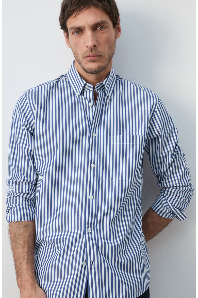Regular Fit Stripe Button-Up Shirt, Alternate, color, VIBRANT BLUE
