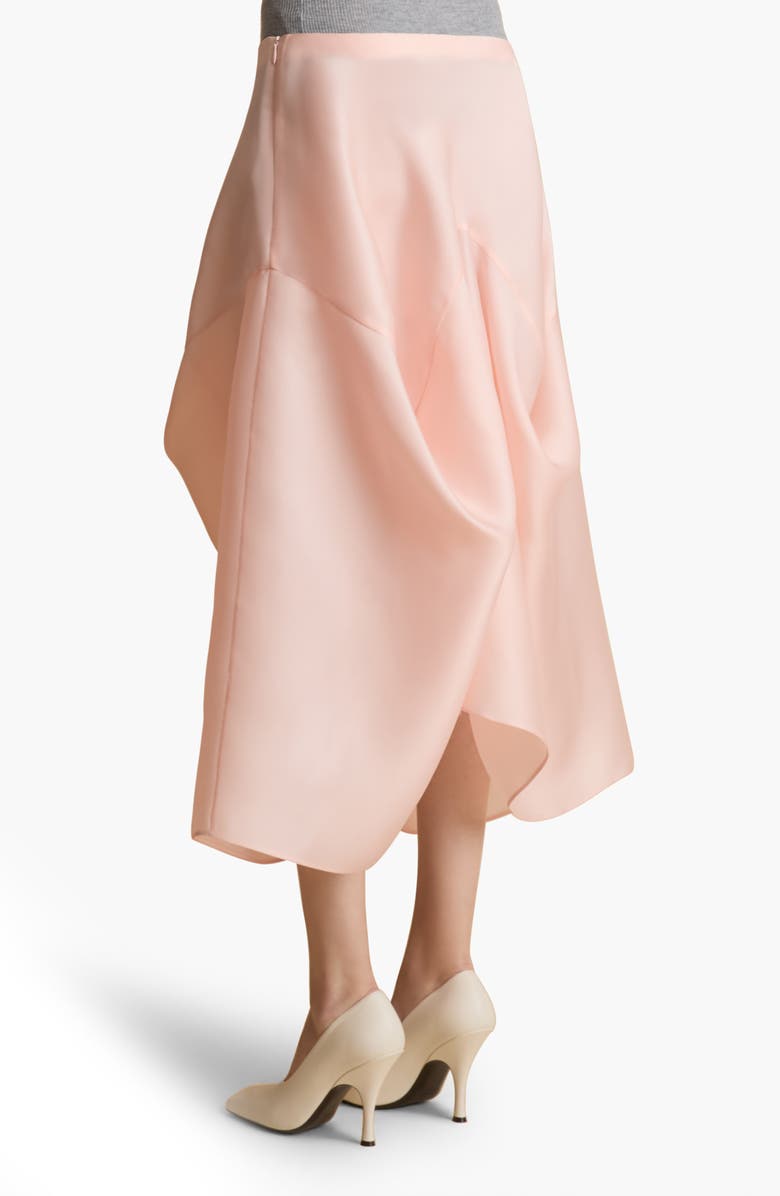 Khaite Sawyer Silk Gazar Midi Skirt, Alternate, color, Soft Pink