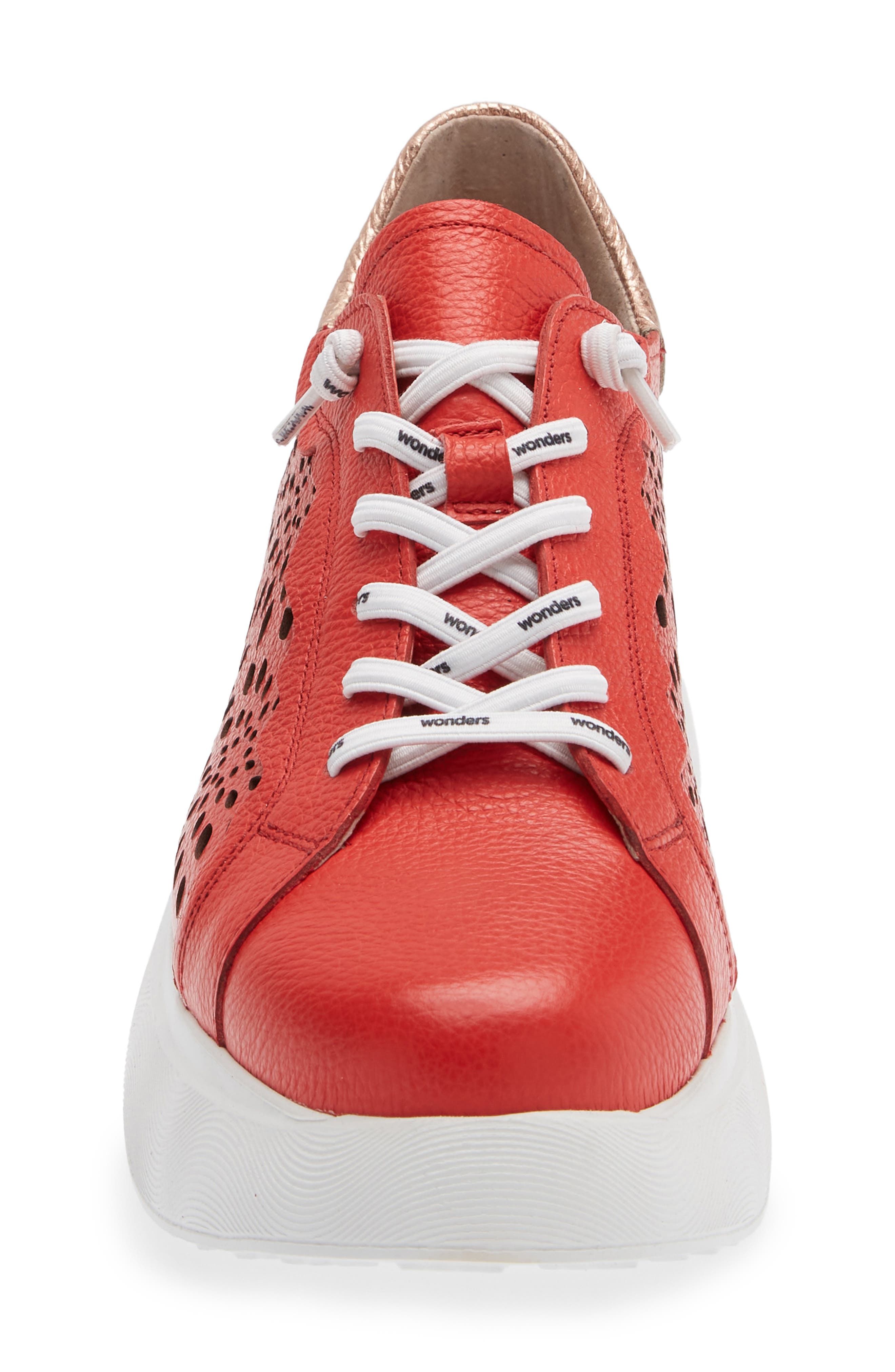 Wonders Laser Cutout Platform Sneaker, Alternate, color, Flame/ Rame