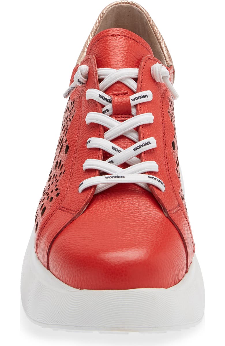 Wonders Laser Cutout Platform Sneaker, Alternate, color, Flame/ Rame