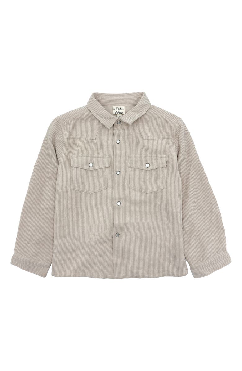 Feather 4 Arrow Kids' Frontier Corduroy Snap-Up Western Overshirt, Main, color, Birch
