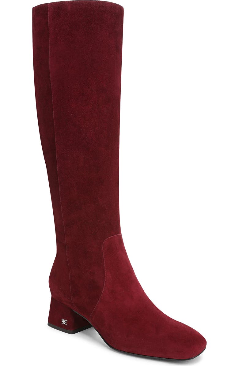 Sam Edelman Porter Knee High Boot, Main, color, French Merlot Suede