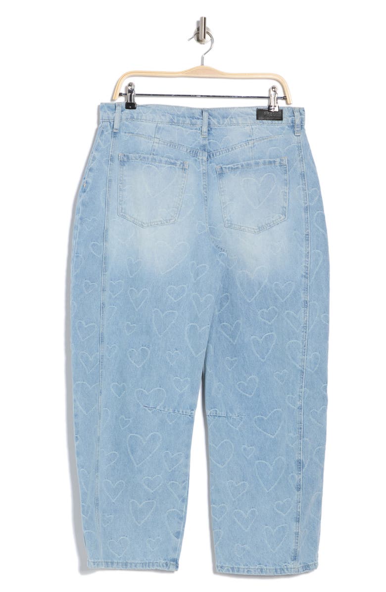 PTCL Heart Jacquard Barrel Leg Jeans, Alternate, color, Light Wash