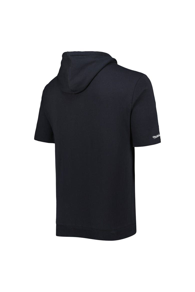 Men's Mitchell & Ness Black San Francisco Giants Cooperstown Collection Washed Fleece Pullover Short Sleeve Hoodie, Alternate, color, Black