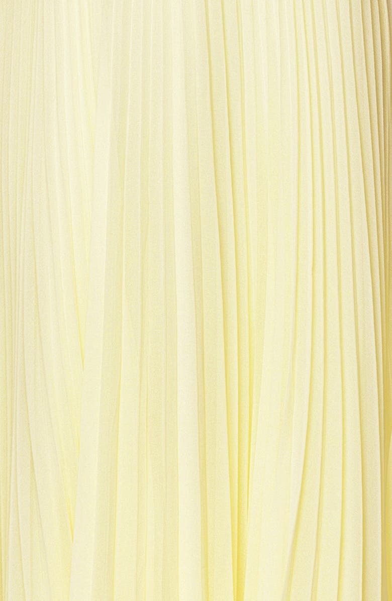 Betsy & Adam Pleated Strapless Chiffon Gown, Alternate, color, Butter