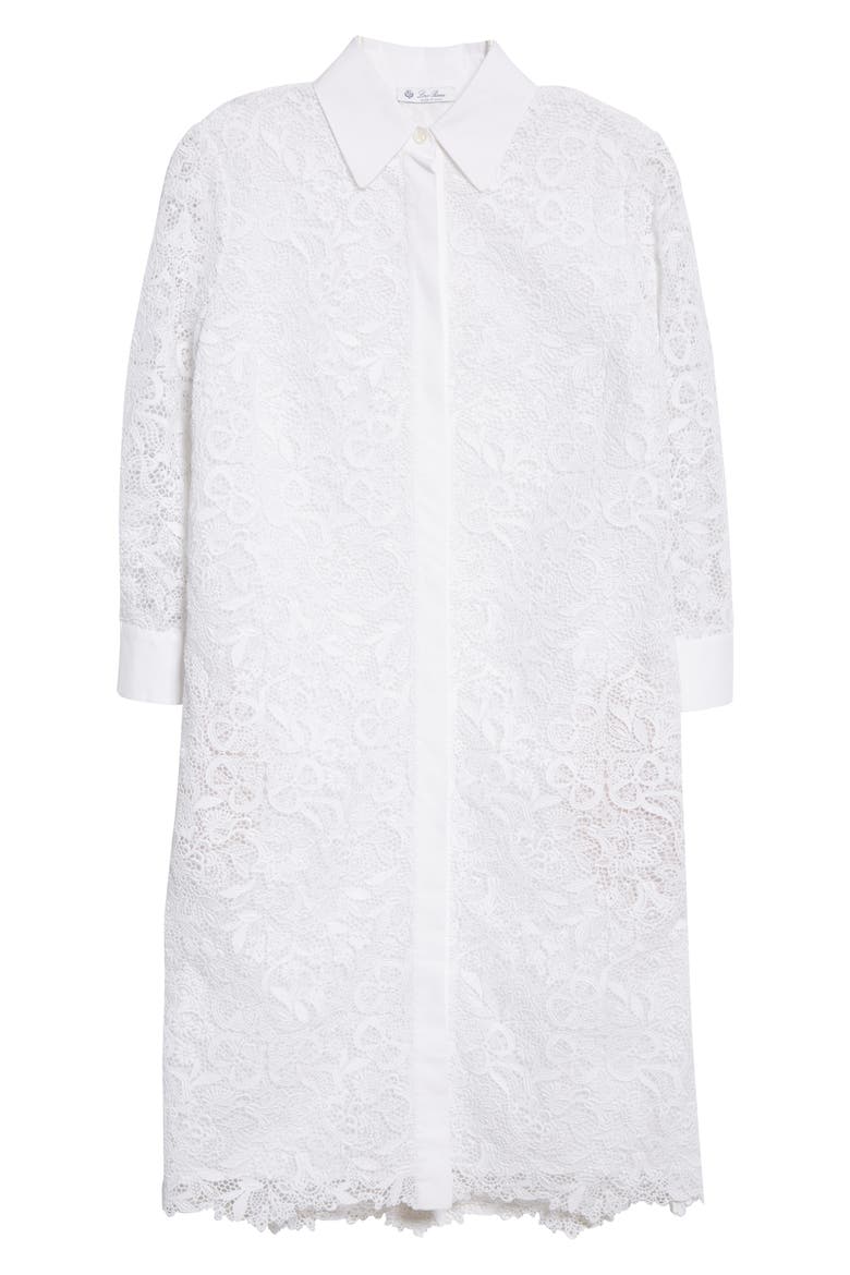Evangeline Long Sleeve Guipure Lace Shirtdress, Alternate, color, WHITE