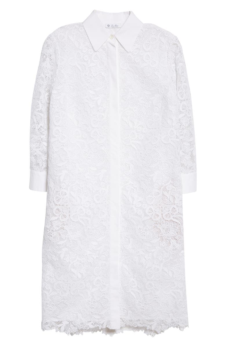 Loro Piana Evangeline Long Sleeve Guipure Lace Shirtdress, Alternate, color, 