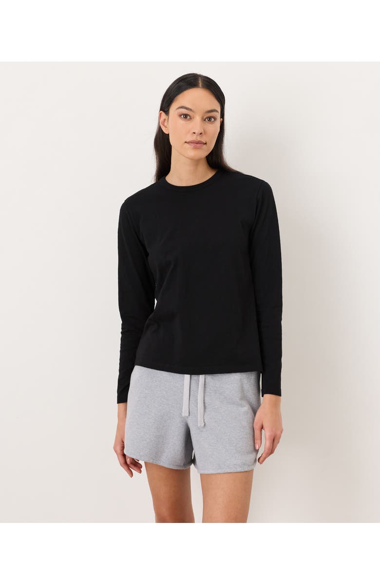Pact Organic Cotton Soft-Slub Essential Crewneck Long Sleeve Tee, Main, color, Black