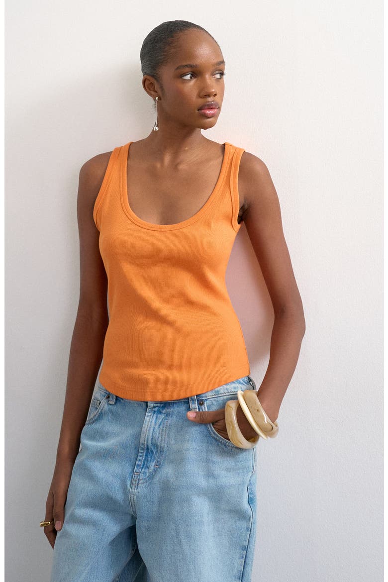 トップス mari Rib Curved Hem Stretch Cotton Tank (Women) | Nordstrom