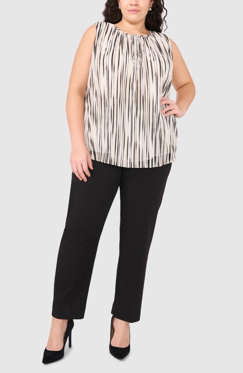 Halogenr Halogen(r) Stripe Sleeveless Pleated Shell In New Ivory
