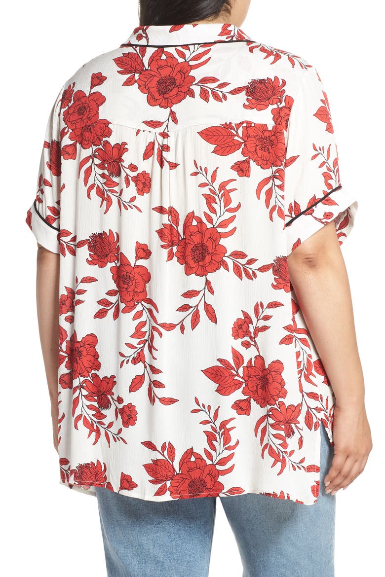 Tie Front Shirt, Alternate, color, RIGHT IN LINE HAUTE RED COMBO